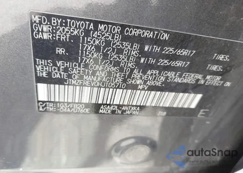 2017 Toyota Rav4 Le from USA, damaged, VIN JTMZFREV0HJ105710